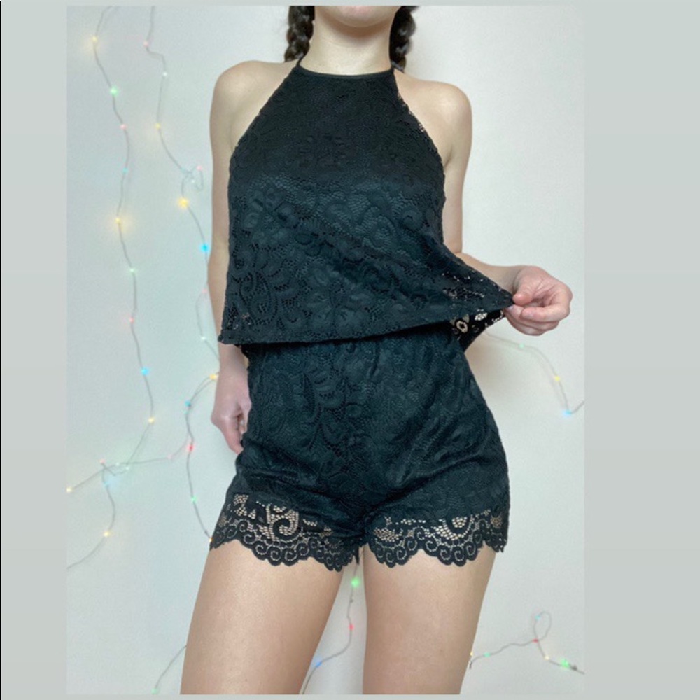 Blue Rain black Lacey Romper from Francesca’s!